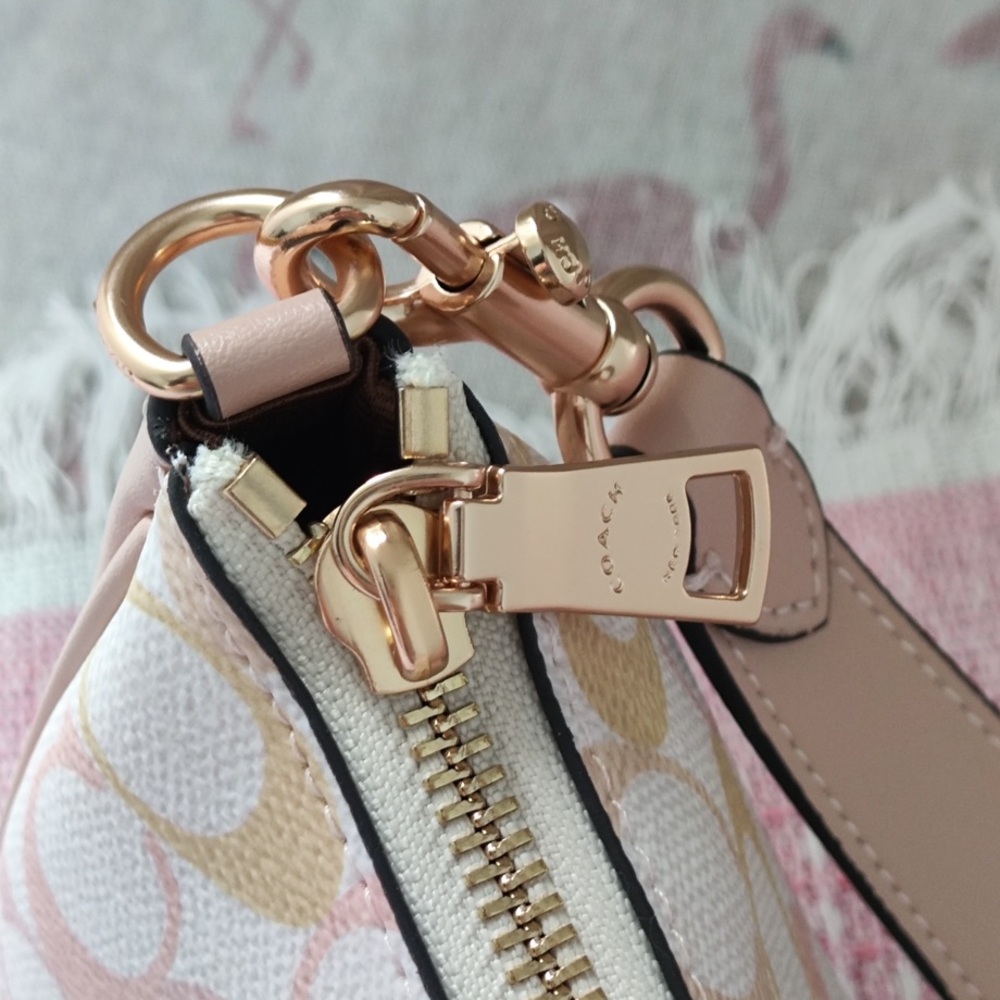 Coach Pink and Cream Signature Mini Shoulder Bag - Picture 10 of 12